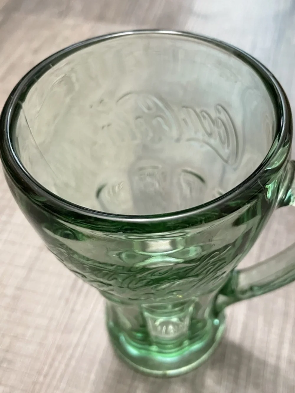 Vintage Coca-Cola Heavy Green Glass With Handle Coke Float Mug Cup Libby